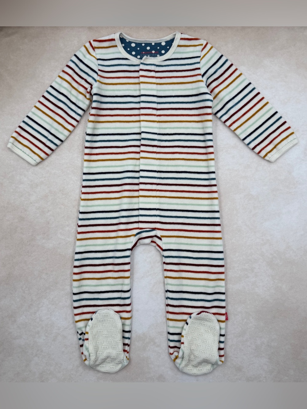 Magnetic Me Stripe Velour Footie